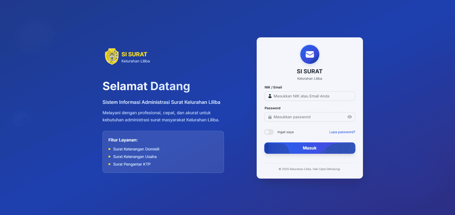 Sistem Informasi Surat Menyurat Kelurahan Liliba Kupang